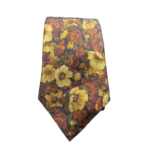 Ermenegildo Zegna Floral Silk Tie Autumn Colors‎ Luxury Necktie Z-112